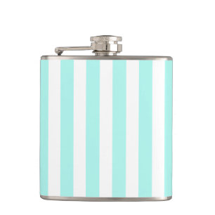 Turquoise and white candy stripes hip flask
