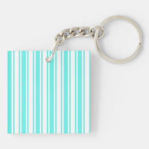 Turquoise and white candy stripes key ring