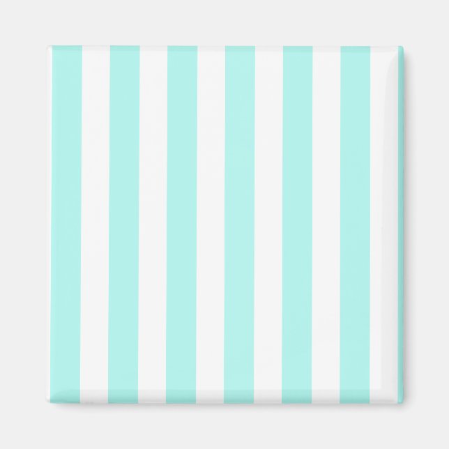 Turquoise and white candy stripes magnet (Front)