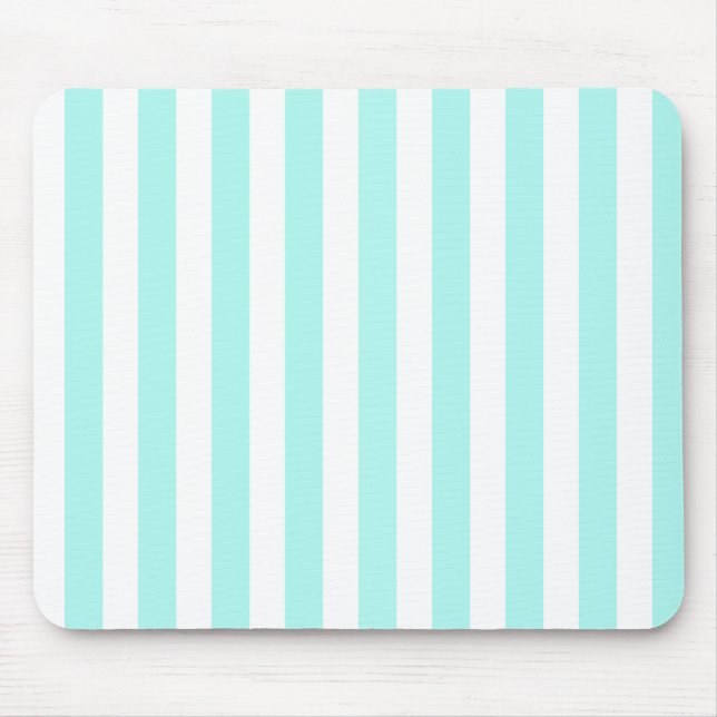 Turquoise and white candy stripes mouse mat (Front)