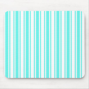 Turquoise and white candy stripes mouse mat