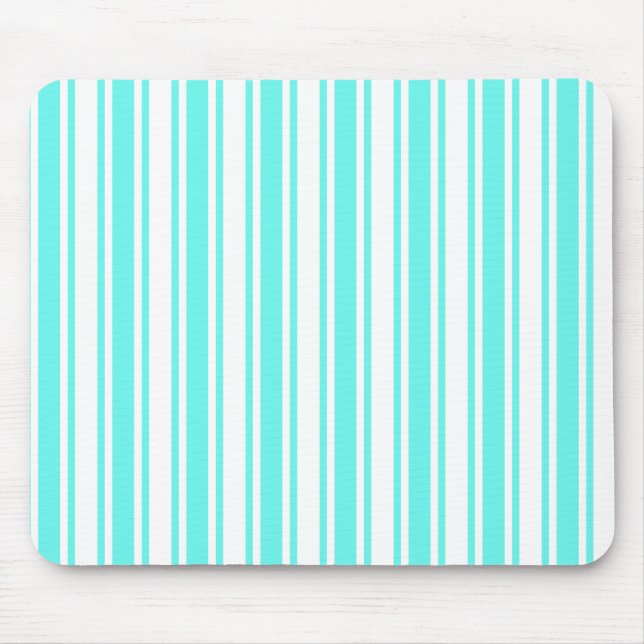 Turquoise and white candy stripes mouse mat (Front)
