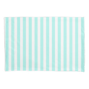 Turquoise and white candy stripes pillowcase