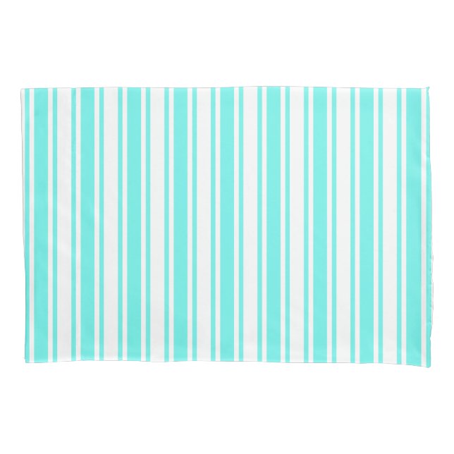 Turquoise and white candy stripes pillowcase (Front)