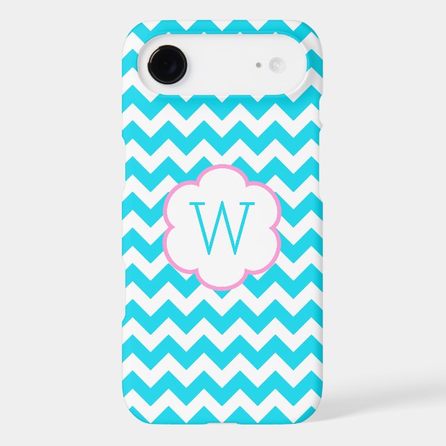 Turquoise and white chevron monogram iPod touch (5th generation) case (Back)