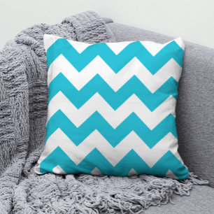 Turquoise and White Chevron Pattern Cushion