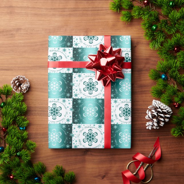 Turquoise and White Christmas Wrapping Paper (Holiday Gift)