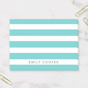Turquoise and White Classic Stripes Monogram Post-it Notes