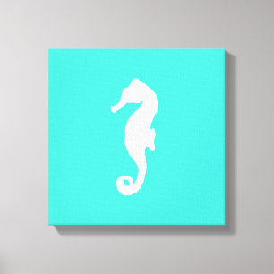 Turquoise And White Coastal Decor Seahorse