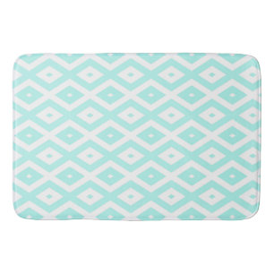 Turquoise and white diamond pattern bath mat
