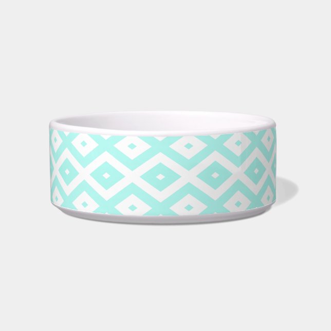 Turquoise and white diamond pattern bowl (Front)