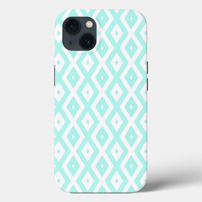 Turquoise and white diamond pattern Case-Mate iPho iPhone Case (Back)