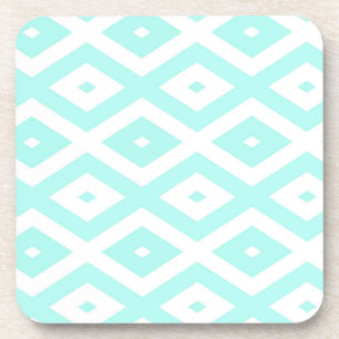 Turquoise and white diamond pattern coaster