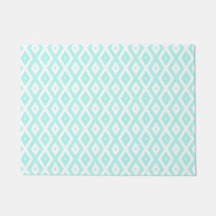 Turquoise and white diamond pattern doormat