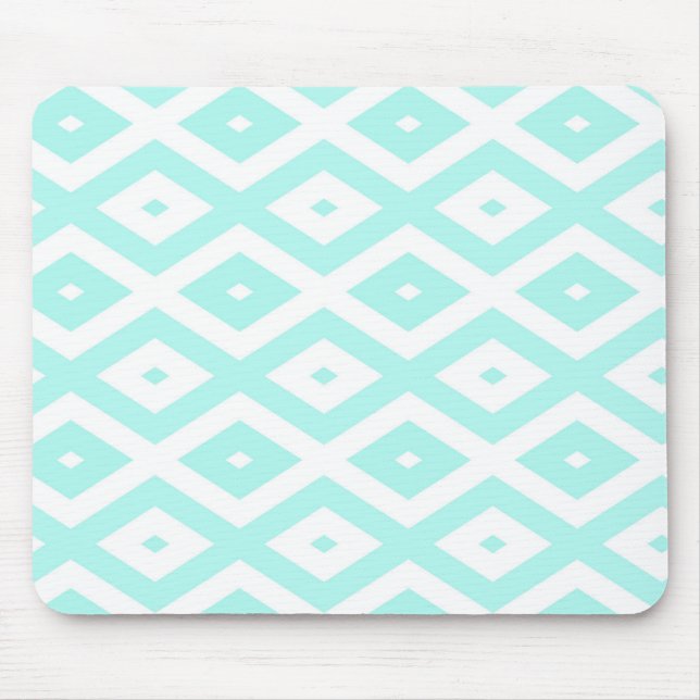 Turquoise and white diamond pattern mouse mat (Front)