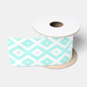 Turquoise and white diamond pattern satin ribbon
