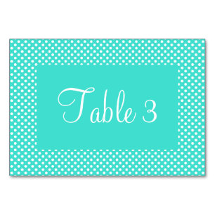 Turquoise and White Dots Numbered Table Number