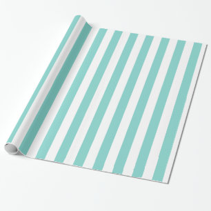Turquoise and White Extra Large Stripe Pattern Wrapping Paper