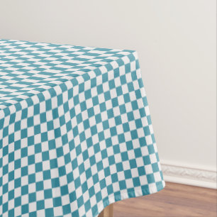 Turquoise And White Gingham Chequered Tablecloth