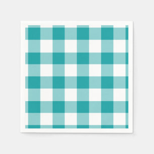 Turquoise and White Gingham Pattern Napkin