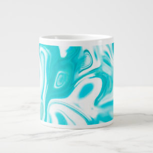 Turquoise and White Marble Abstract Large Coffee Mug