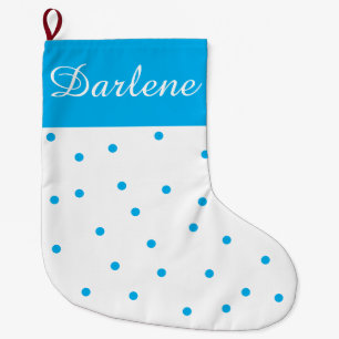 Turquoise and White Polka Dot Large Christmas Stocking