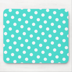 Turquoise and White Polka Dots Mouse Mat