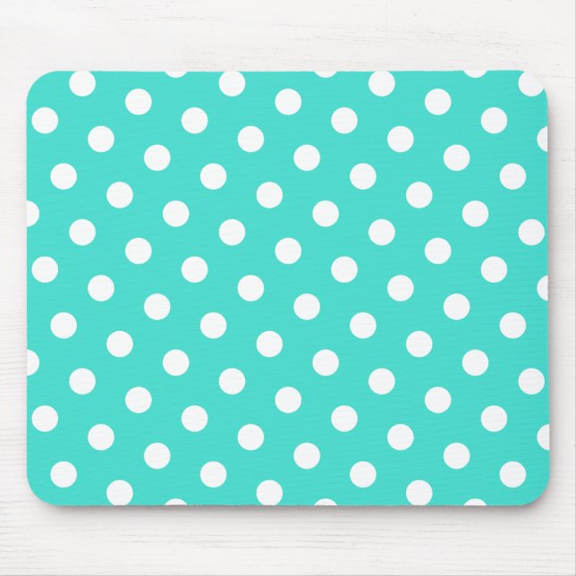 Turquoise and White Polka Dots Mouse Mat (Front)