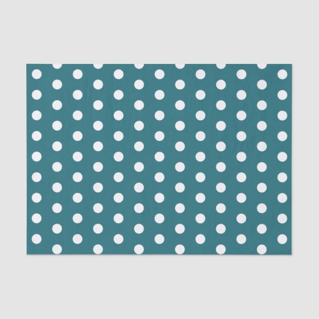 Turquoise and White Polka Dots Tissue Paper (Front)