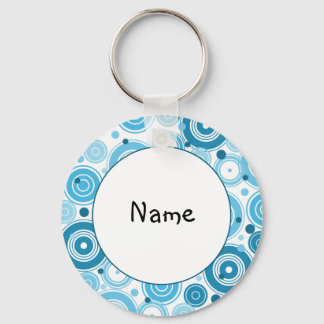 turquoise and white retro design key ring