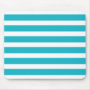 Turquoise and White Stripe Nautical Summer Mouse Mat