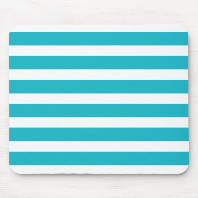 Turquoise and White Stripe Nautical Summer Mouse Mat (Front)