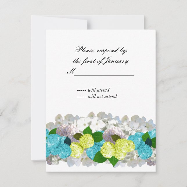 Turquoise and Yellow Bouquet of Florals Reply Card (Front)