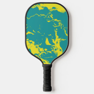 Turquoise and Yellow Grunge Pattern Pickleball Paddle