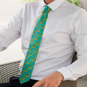 Turquoise and Yellow Kissing Lips Tie