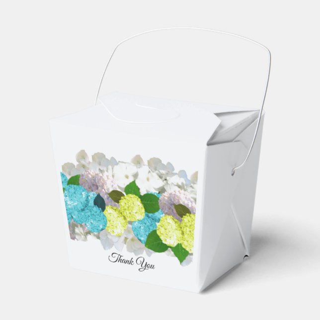 Turquoise and Yellow Mixed Floral Favour Box (Front Side)