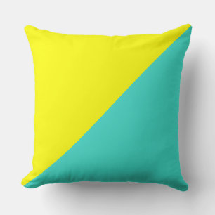 Turquoise and Yellow Solid Colour Background Cushion