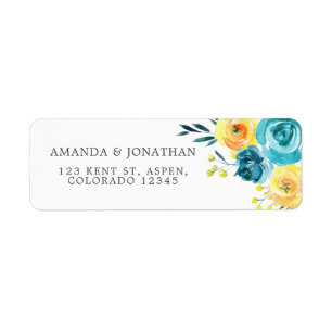 Turquoise and Yellow Watercolor Floral Wedding