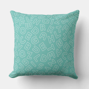 Turquoise Aqua Alphabet LetterDear Animal Pillow