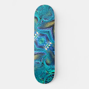 Turquoise Aqua Blue Dragon Skin Abstract Skateboard