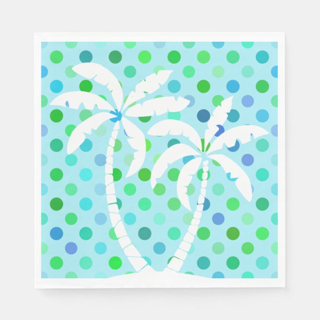 Turquoise Aqua Blue Lime Green Polkadots Pattern Napkin (Front)