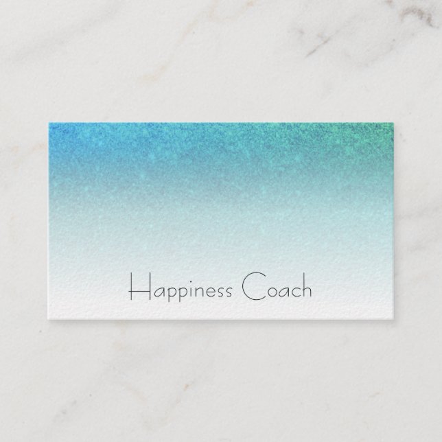 *~* TURQUOISE AQUA BLUE White Gradient Glitter Business Card (Front)