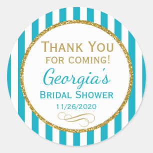 Turquoise Aqua Bridal Shower Thank You Favour Tags