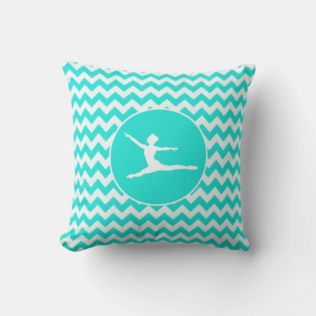 Turquoise, Aqua Colour Chevron; Ballet Cushion (Front)