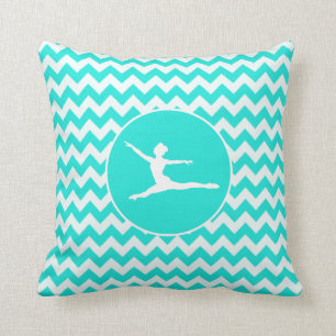 Turquoise, Aqua Colour Chevron; Ballet Cushion