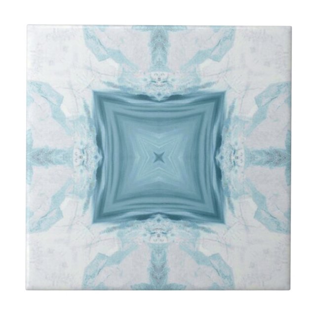 Turquoise aqua diamond geometric design tile (Front)