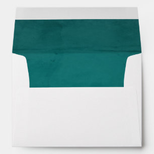 Turquoise Aqua Faux Velvet Textured Look Lining Envelope