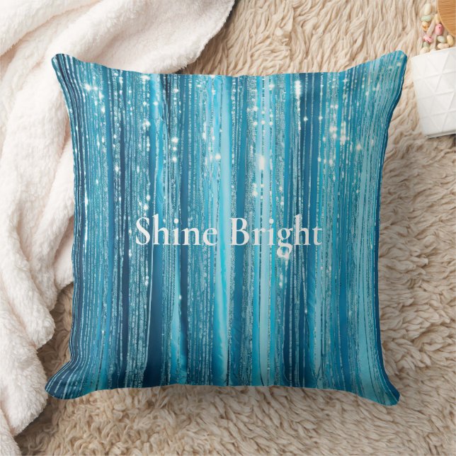 Turquoise Aqua Glam Glitter Cushion (Blanket)