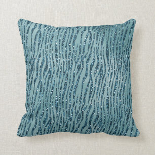 Turquoise Aqua Glitter Zebra Print       Cushion
