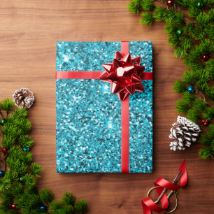Turquoise Aqua Glitzy Sparkle Glitter Wrapping Paper